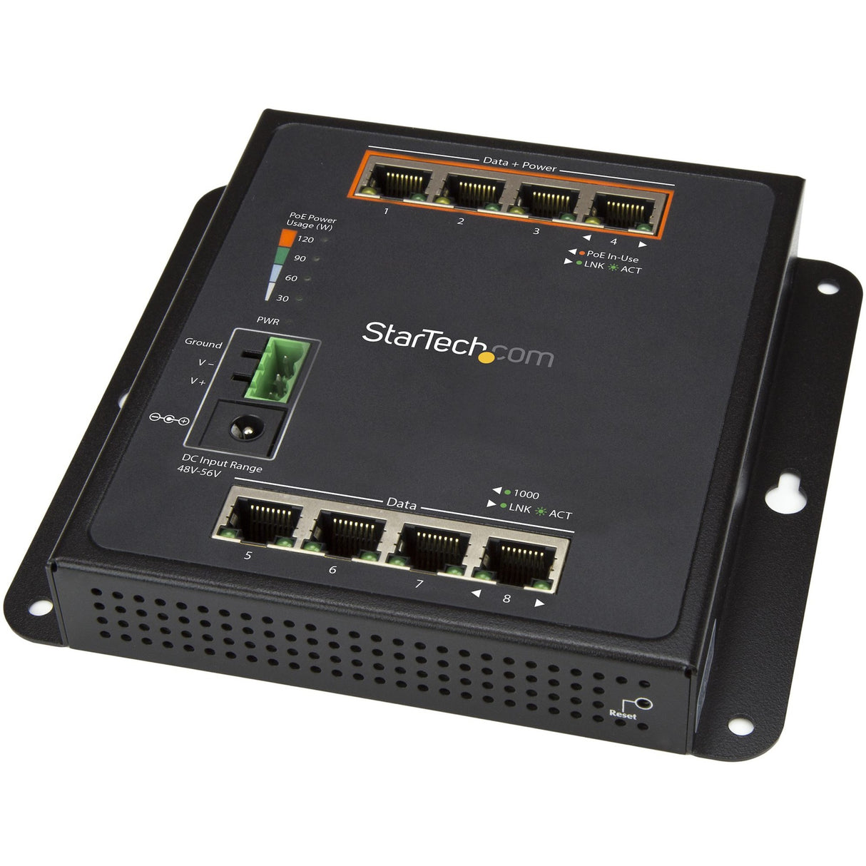 StarTech.com Industrial 8 Port Gigabit PoE Switch, 4 x PoE+ 30W, Power Over Ethernet GbE Layer/L2 Managed Network Switch -40C to +75C, TAA — IES81GPOEW