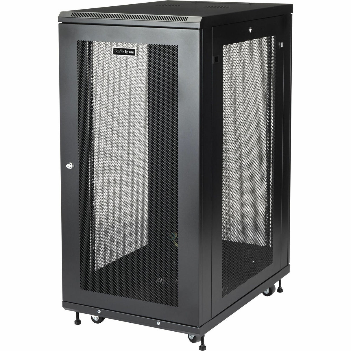StarTech.com 24U 19" Server Rack Cabinet 4 Post Adjustable Depth 2-30" w/Casters/Cable Management/1U Shelf, Locking Doors and Side Panels — RK2433BKM