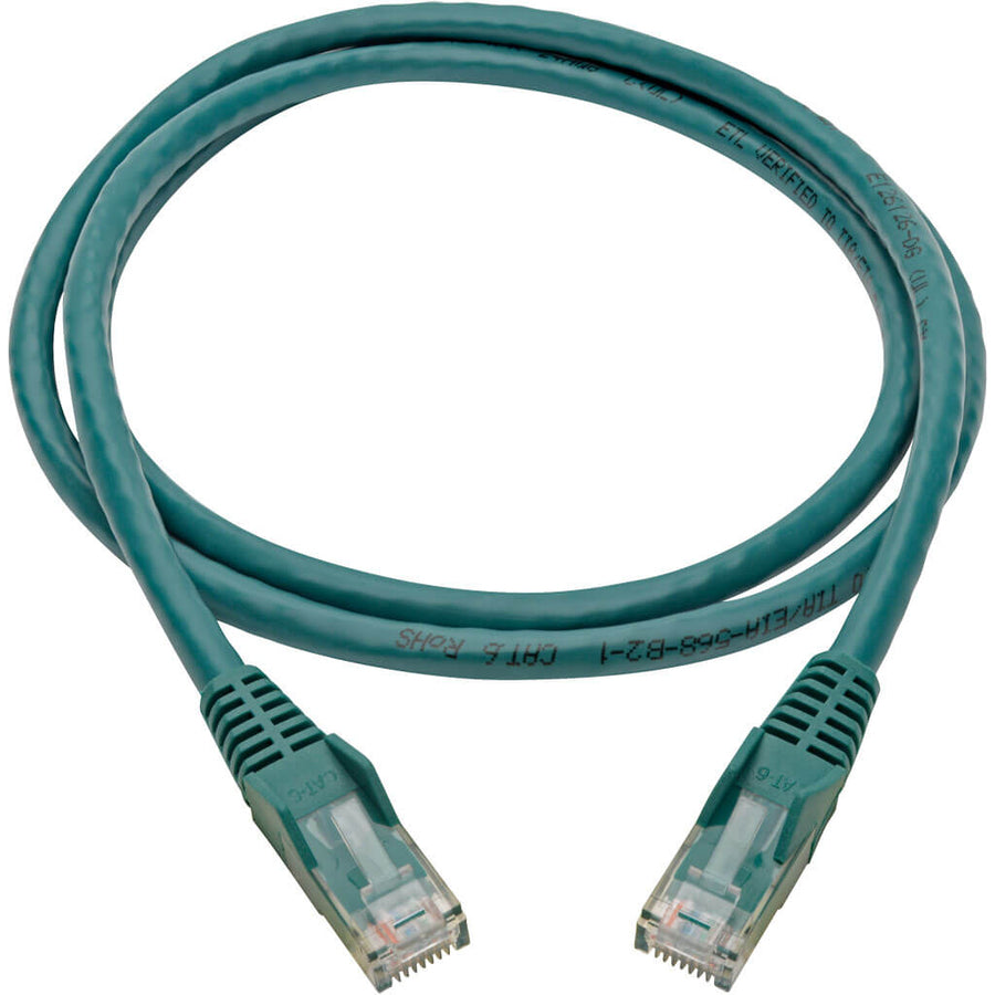 Eaton Tripp Lite Series Cat6 Gigabit Snagless Molded (UTP) Ethernet Cable (RJ45 M/M), PoE, Green, 4 ft. (1.22 m) — N201-004-GN