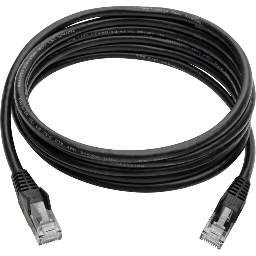Eaton Tripp Lite Series Cat6 Gigabit Snagless Molded (UTP) Ethernet Cable (RJ45 M/M), PoE, Black, 8 ft. (2.43 m) — N201-008-BK