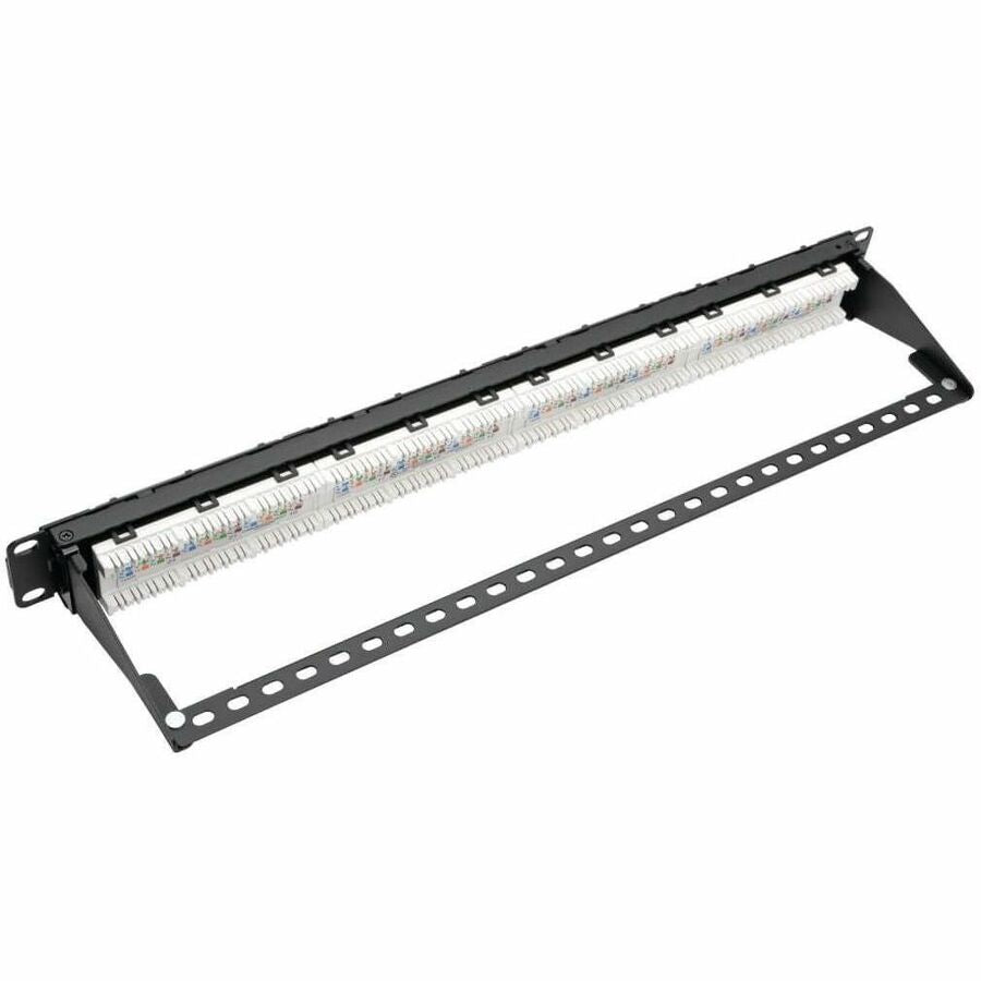 Eaton Tripp Lite Series 24-Port 1U Rack-Mount Cat6a 110 Patch Panel with Cable Management Bar, 110 Punchdown, RJ45, TAA — N252-024-6A