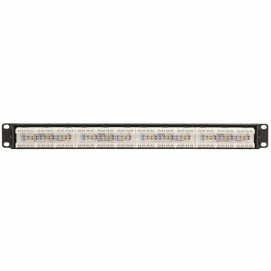 Eaton Tripp Lite Series 24-Port 1U Rack-Mount Cat6a 110 Patch Panel with Cable Management Bar, 110 Punchdown, RJ45, TAA — N252-024-6A