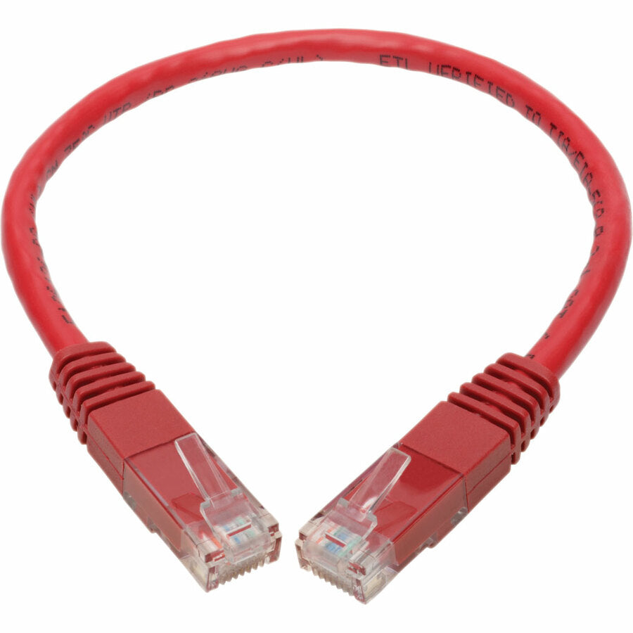 Eaton Tripp Lite Series Cat6 Gigabit Molded (UTP) Ethernet Cable (RJ45 M/M), PoE, Red, 1 ft. (0.31 m) — N200-001-RD
