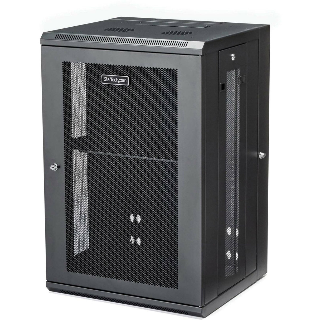 StarTech.com 4-Post 18U Wall Mount Network Cabinet, 19" Hinged Wall-Mounted Server Rack for Data / IT Equipment, Lockable Rack Enclosure — RK1820WALHM