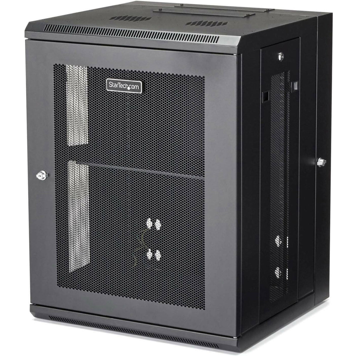 StarTech.com 4-Post 15U Wall Mount Network Cabinet, 19" Hinged Wall-Mounted Server Rack for Data / IT Equipment, Lockable Rack Enclosure — RK1520WALHM