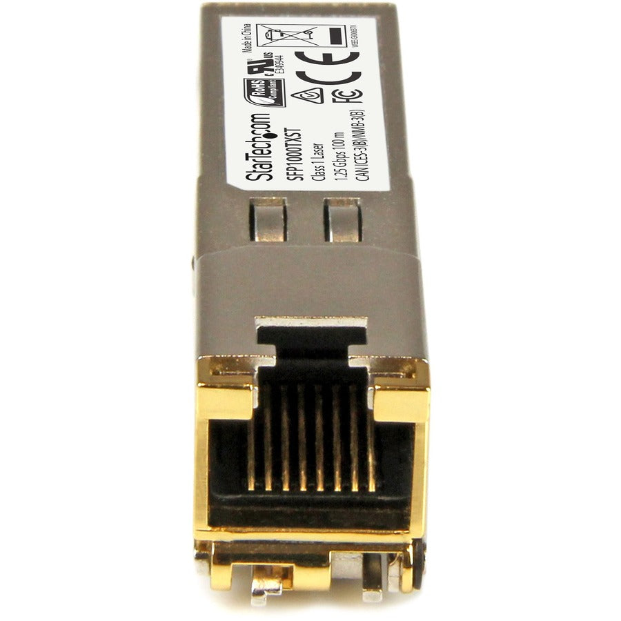 StarTech.com MSA Uncoded SFP Module - 1000BASE-TX - 1GE Gigabit Ethernet SFP SFP to RJ45 Cat6/Cat5e Transceiver Module - 100m — SFP1000TXST
