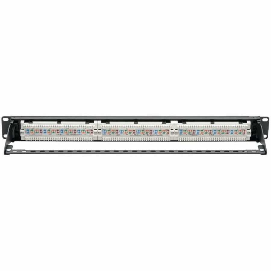 Eaton Tripp Lite Series 24-Port Cat6 Patch Panel - 4PPoE Compliant, 110/Krone, 568A/B, RJ45 Ethernet, 1U Rack-Mount, Black, TAA — N252-P24