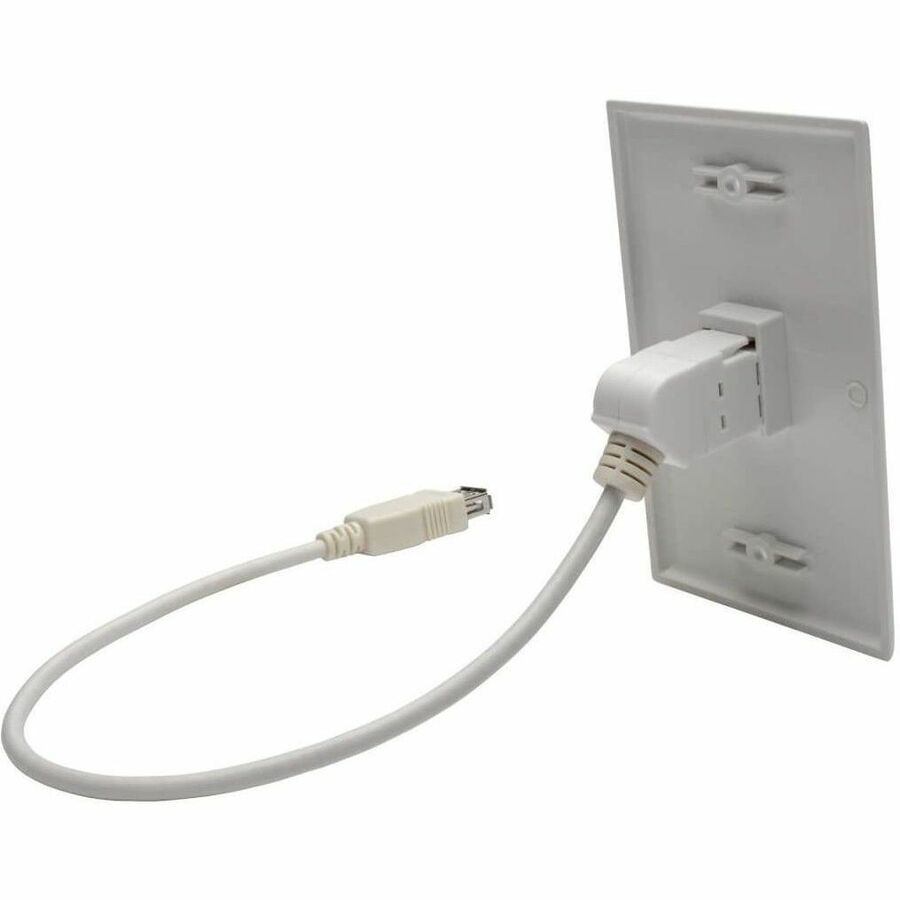 Tripp Lite by Eaton USB 2.0 All-in-One Keystone/Panel Mount Coupler Cable (F/F), Angled Connector, White, 1 ft. (0.31 m) — U060-001-KPA-WH