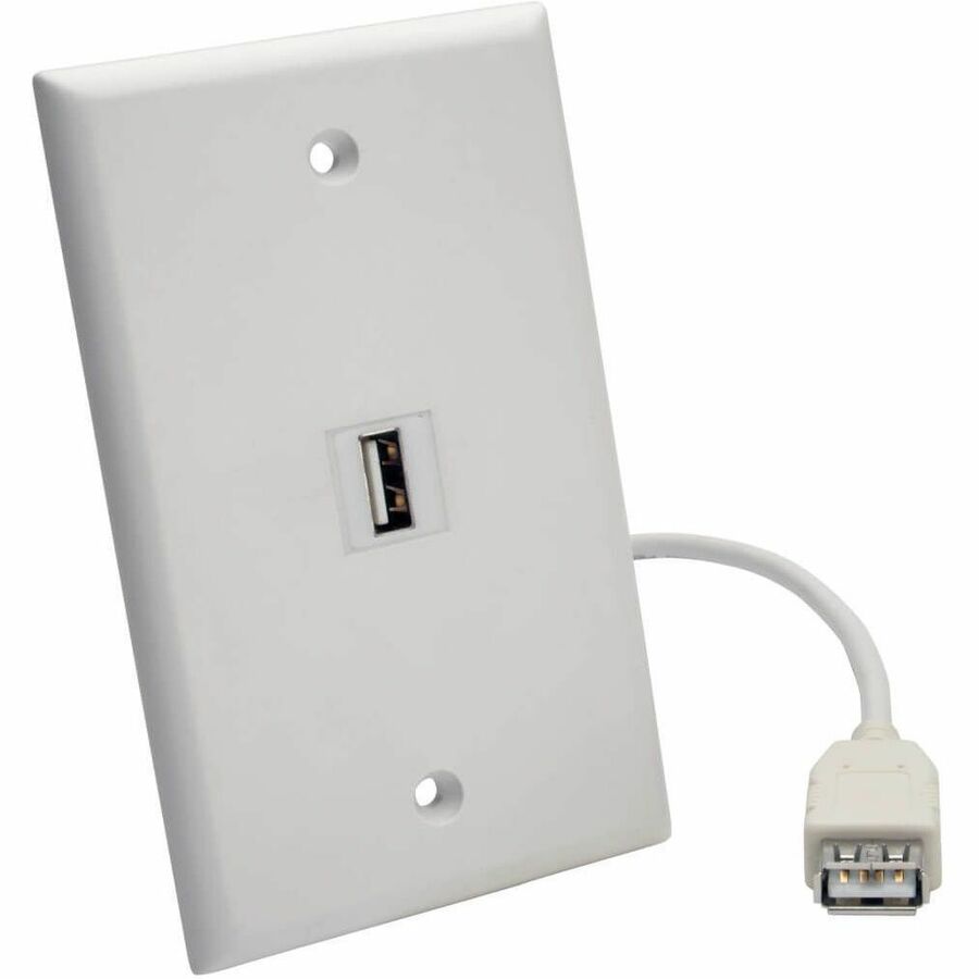 Tripp Lite by Eaton USB 2.0 All-in-One Keystone/Panel Mount Coupler Cable (F/F), Angled Connector, White, 1 ft. (0.31 m) — U060-001-KPA-WH