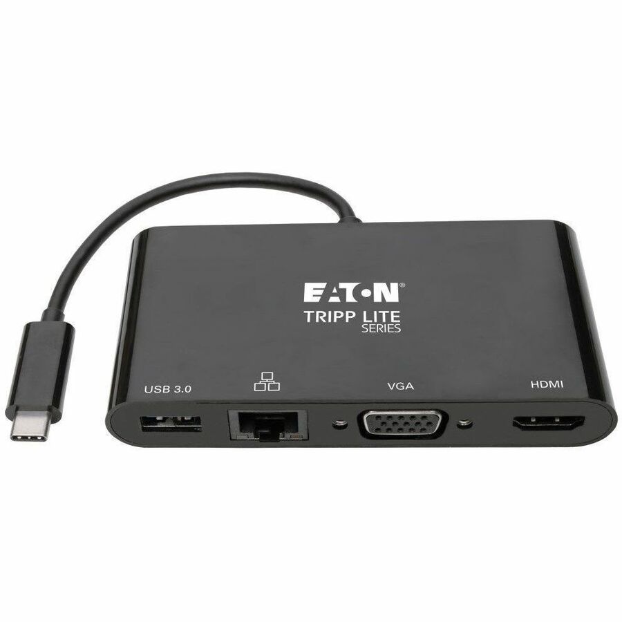 Eaton Tripp Lite Series USB-C Multiport Adapter - 4K HDMI, VGA, USB 3.x (5Gbps) Hub Port, GbE, HDCP, Black — U444-06N-HV4GUB