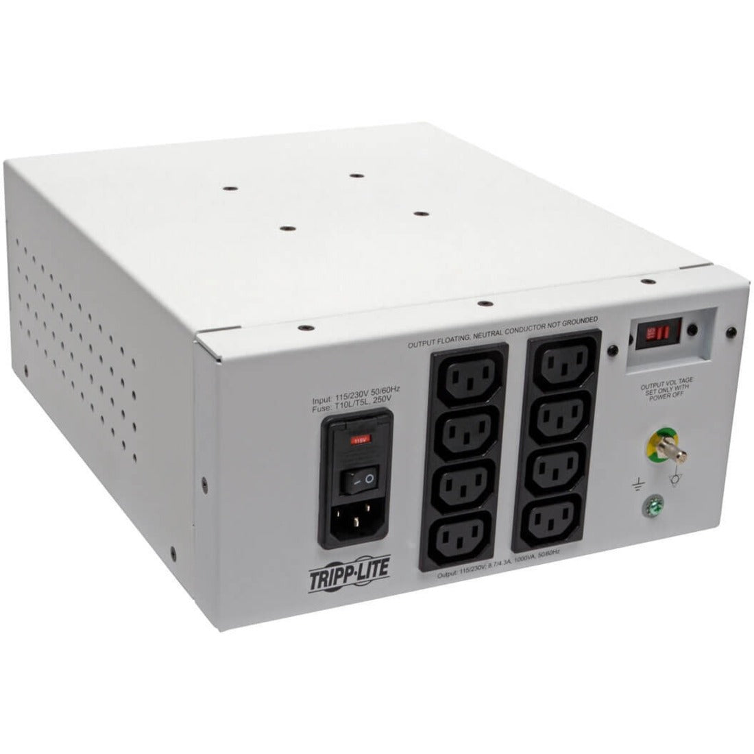 Tripp Lite by Eaton Isolator Series Dual-Voltage 115/230V 1000W 60601-1 Medical-Grade Isolation Transformer, C14 Inlet, 8 C13 Outlets — IS1000HGDV