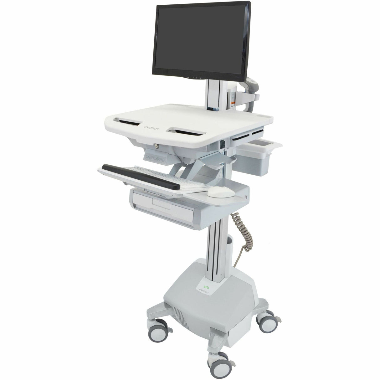 Ergotron StyleView Electric Lift Cart with Pivot, LiFe Powered, 1 Drawer (1x1) — SV44-2312-1