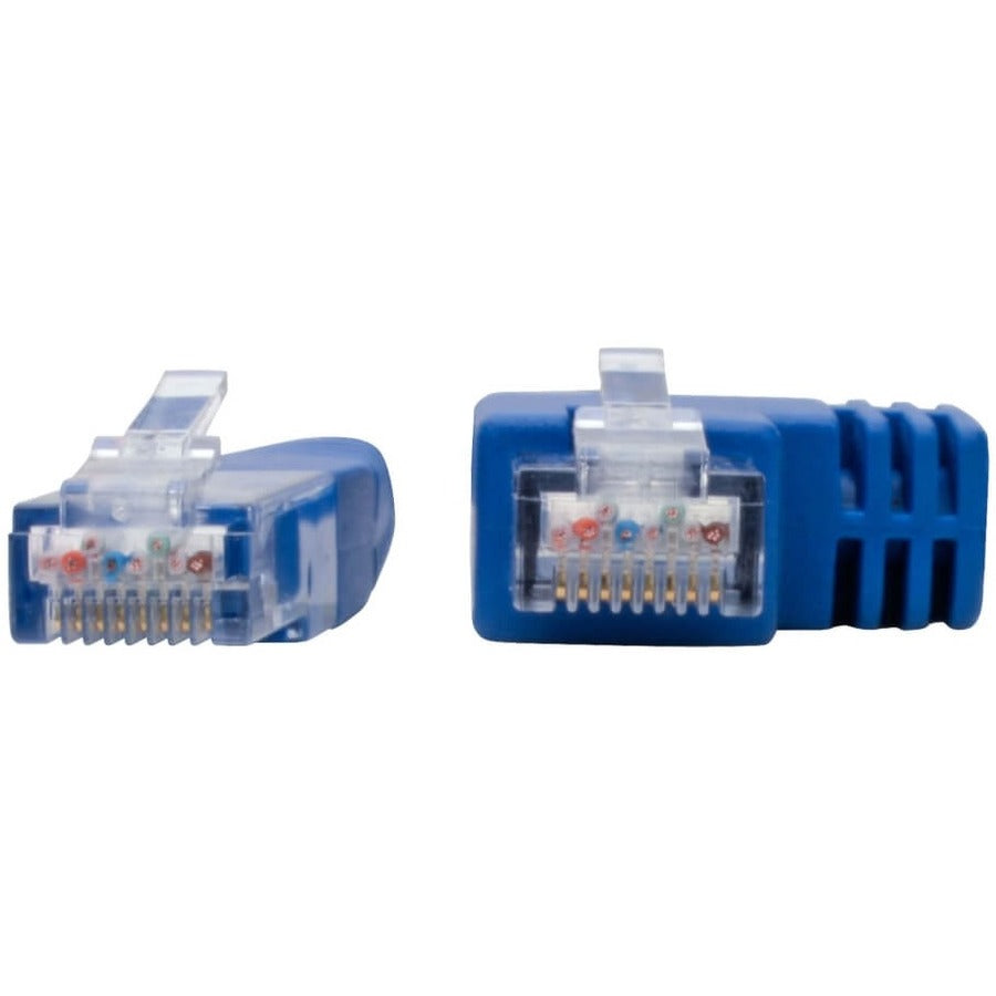 Eaton Tripp Lite Series Right-Angle Cat6 Gigabit Molded UTP Ethernet Cable (RJ45 Right-Angle M to RJ45 M), Blue, 1 ft. (0.31 m) — N204-001-BL-RA