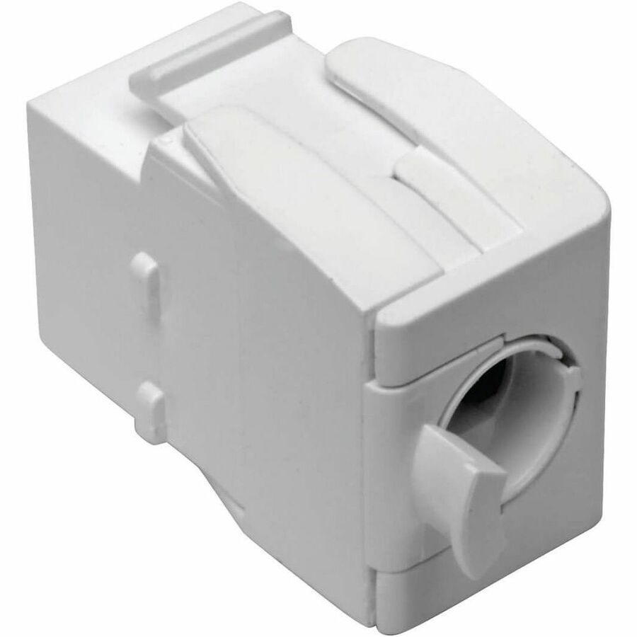 Tripp Lite by Eaton Keystone Jack Cat6/Cat5e, RJ45, Shuttered, Dust Cap - Toolless, PoE/PoE+ Compliant, White, TAA — N238-001-GY-TF