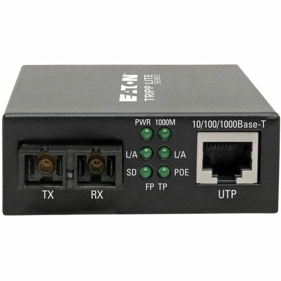Eaton Tripp Lite Series Gigabit Singlemode Fiber to Ethernet Media Converter, PoE+ - 10/100/1000 SC, 1310 nm, 20 km (12.4 mi.) — N785-P01-SC-SM1