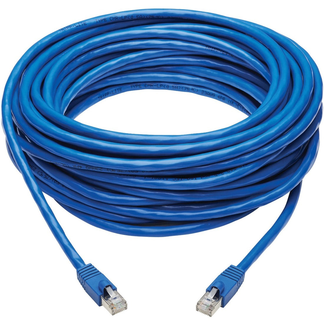 Eaton Tripp Lite Series Cat6a 10G Snagless F/UTP Ethernet Cable (RJ45 M/M), PoE, CMR-LP, Blue, 50 ft. (15.24 m), TAA — N261P-050-BL