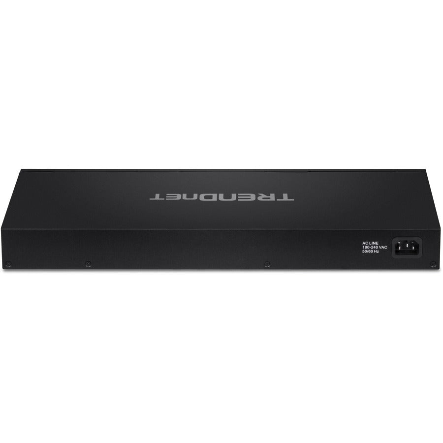 Roll over image to zoom in TRENDnet 18-Port Gigabit PoE+ Smart Surveillance Switch with 16 x Gigabit PoE+ Ports; TPE-3018LS; 2 x Shared Gigabit Ports (RJ-45 or SFP); 220W PoE Budget; Long Range PoE+; VLAN; QoS; LACP; ONVIF
