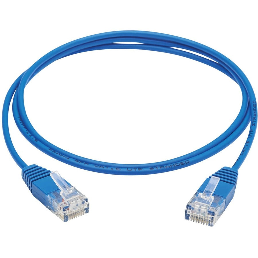 Eaton Tripp Lite Series Cat6 Gigabit Molded Ultra-Slim UTP Ethernet Cable (RJ45 M/M), Blue, 3 ft. (0.91 m) — N200-UR03-BL