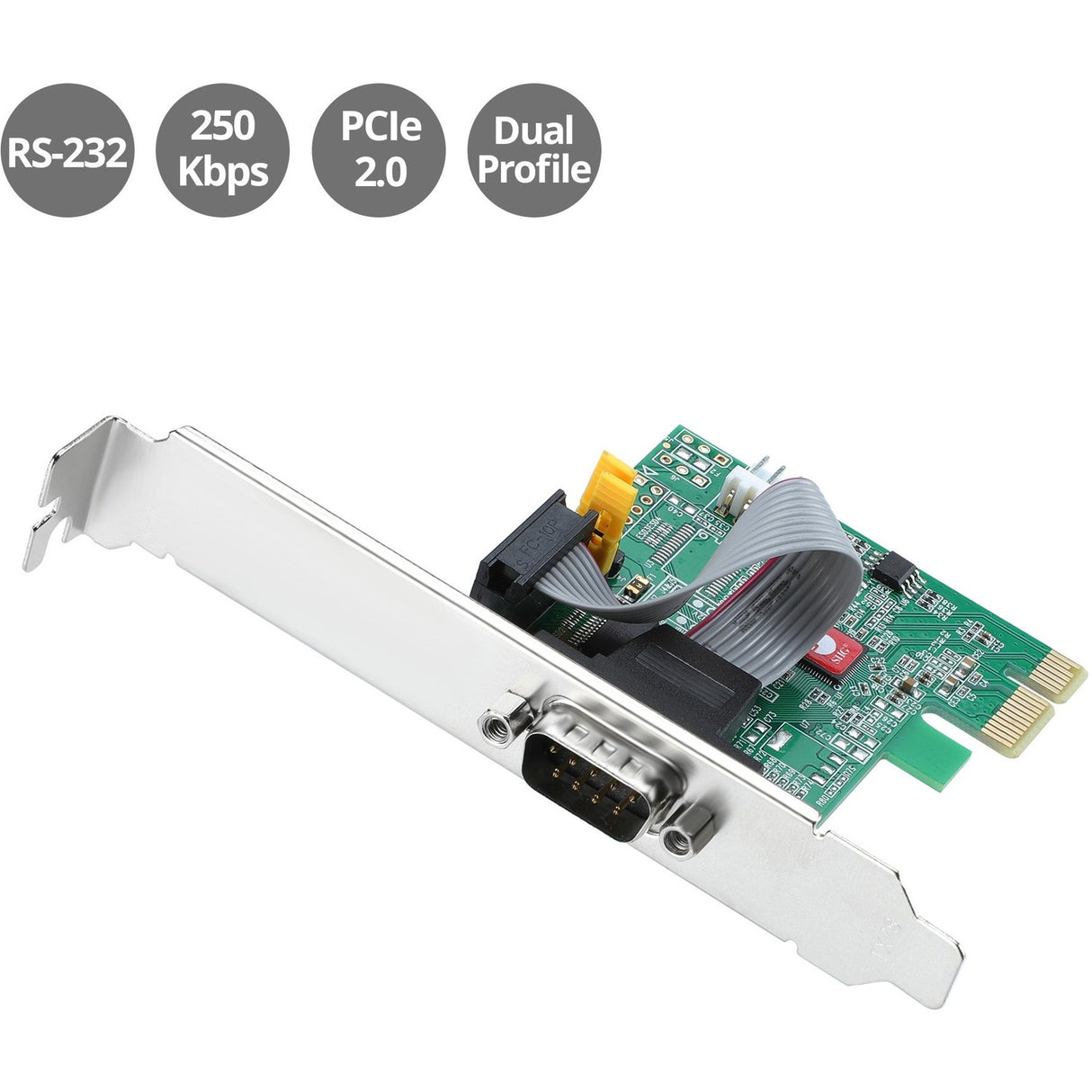 SIIG DP Cyber RS-232 1S PCIe Card - 250Kbps — JJ-E20611-S1