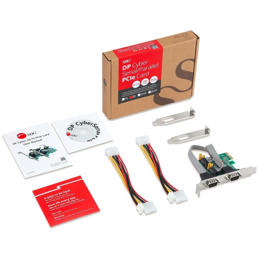 SIIG 2 Port DP Cyber RS-232 2S PCIe Card - 250Kbps — JJ-E20711-S1