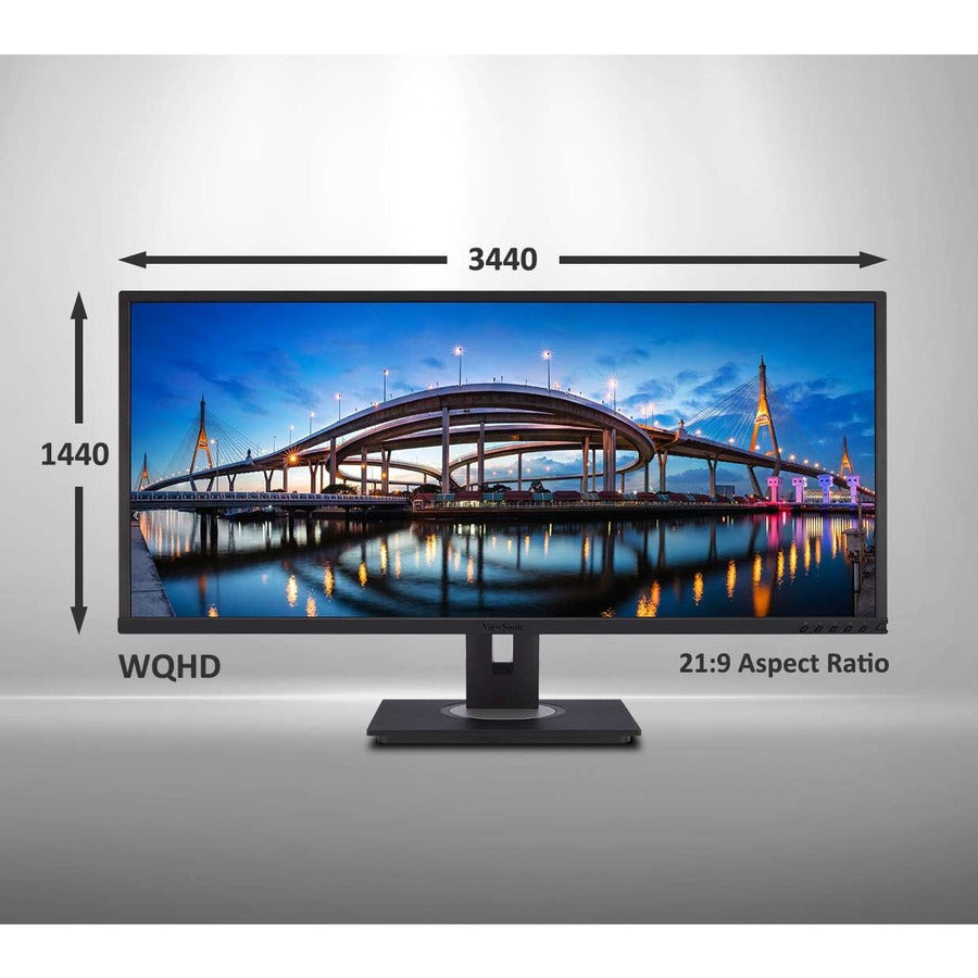 ViewSonic VG3456 34 Inch 21:9 UltraWide WQHD 1440p Monitor with Ergonomics Design USB C Docking Built-In Gigabit Ethernet for Home and Office — VG3456CA