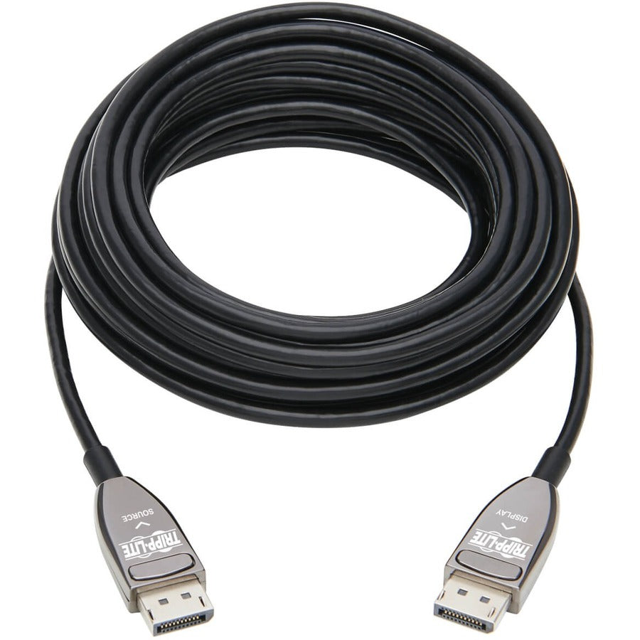 Eaton Tripp Lite Series DisplayPort Active Optical Cable (AOC), 8K 60 Hz (M/M), CL3 Rated, Latching Connectors, Black, 10 m (33 ft.) — P580F3-10M-8K6