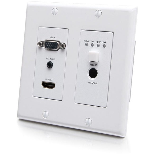 C2G HDBaseT HDMI Extender + VGA, 3.5mm, RS232 and IR over Cat - Dual Gang HDMI Wall Plate Transmitter - 4K 60Hz — C2G30017