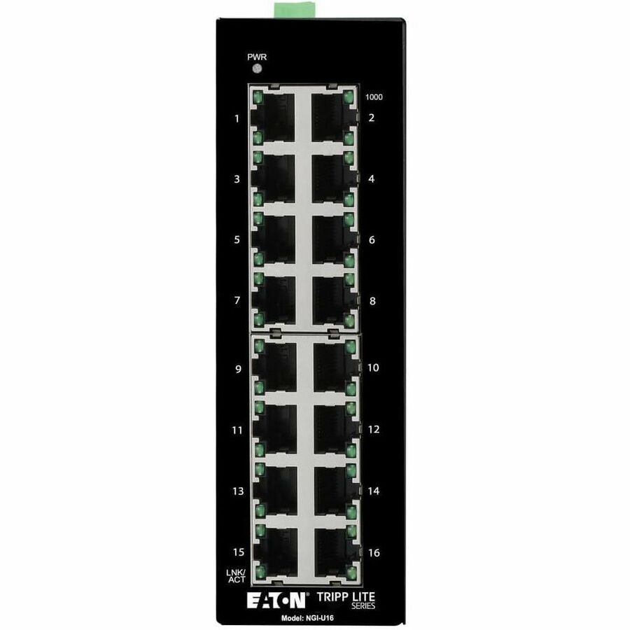 Eaton Tripp Lite Series 16-Port Unmanaged Industrial Gigabit Ethernet Switch - 10/100/1000 Mbps, DIN Mount, TAA — NGI-U16