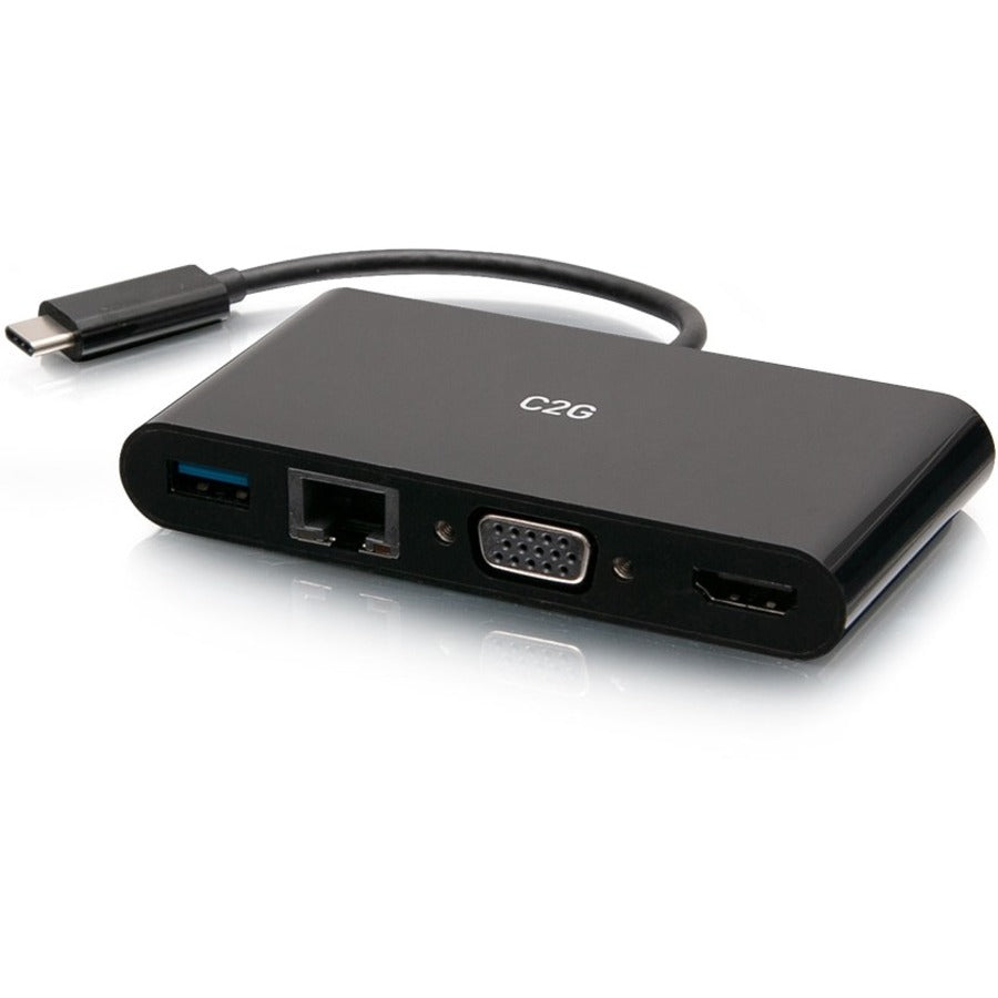 C2G USB-C to HDMI, VGA, USB A, Ethernet Adapter - 4K 30 Hz - Black — C2G29828