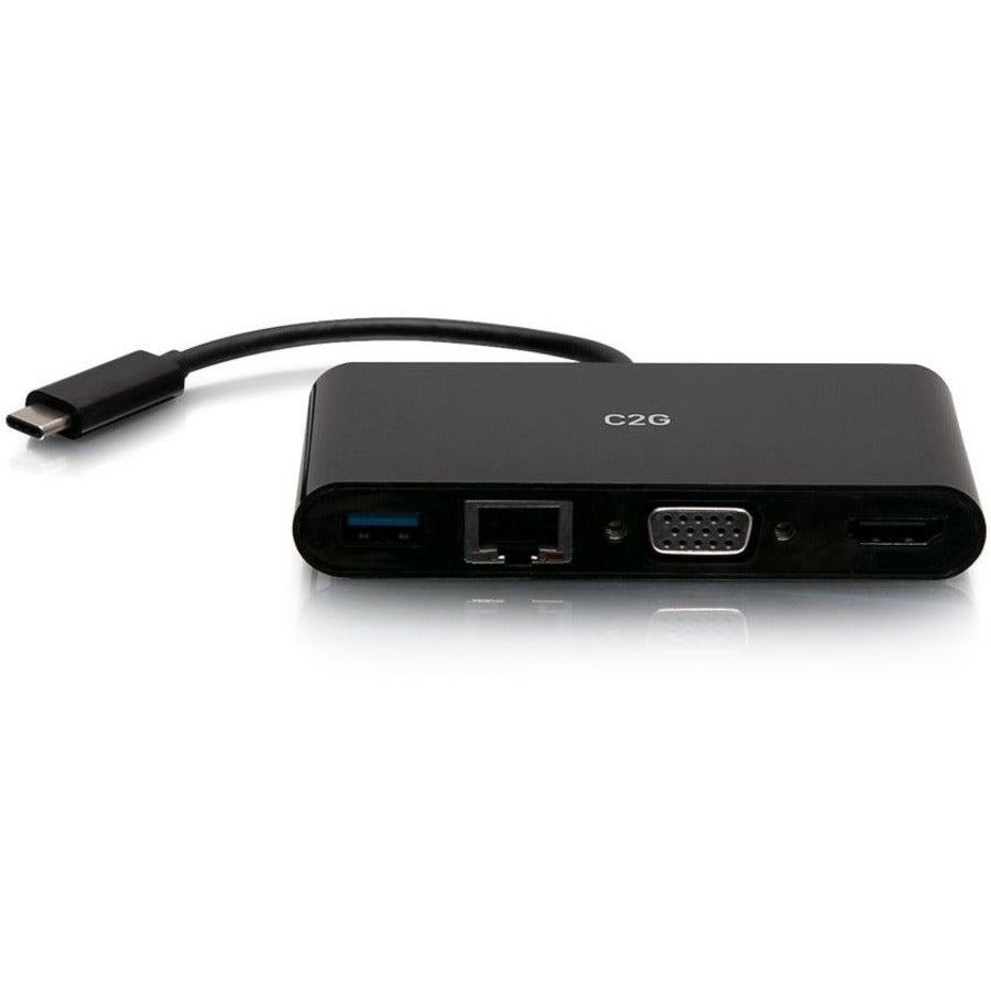 C2G USB-C to HDMI, VGA, USB A, Ethernet Adapter - 4K 30 Hz - Black — C2G29828