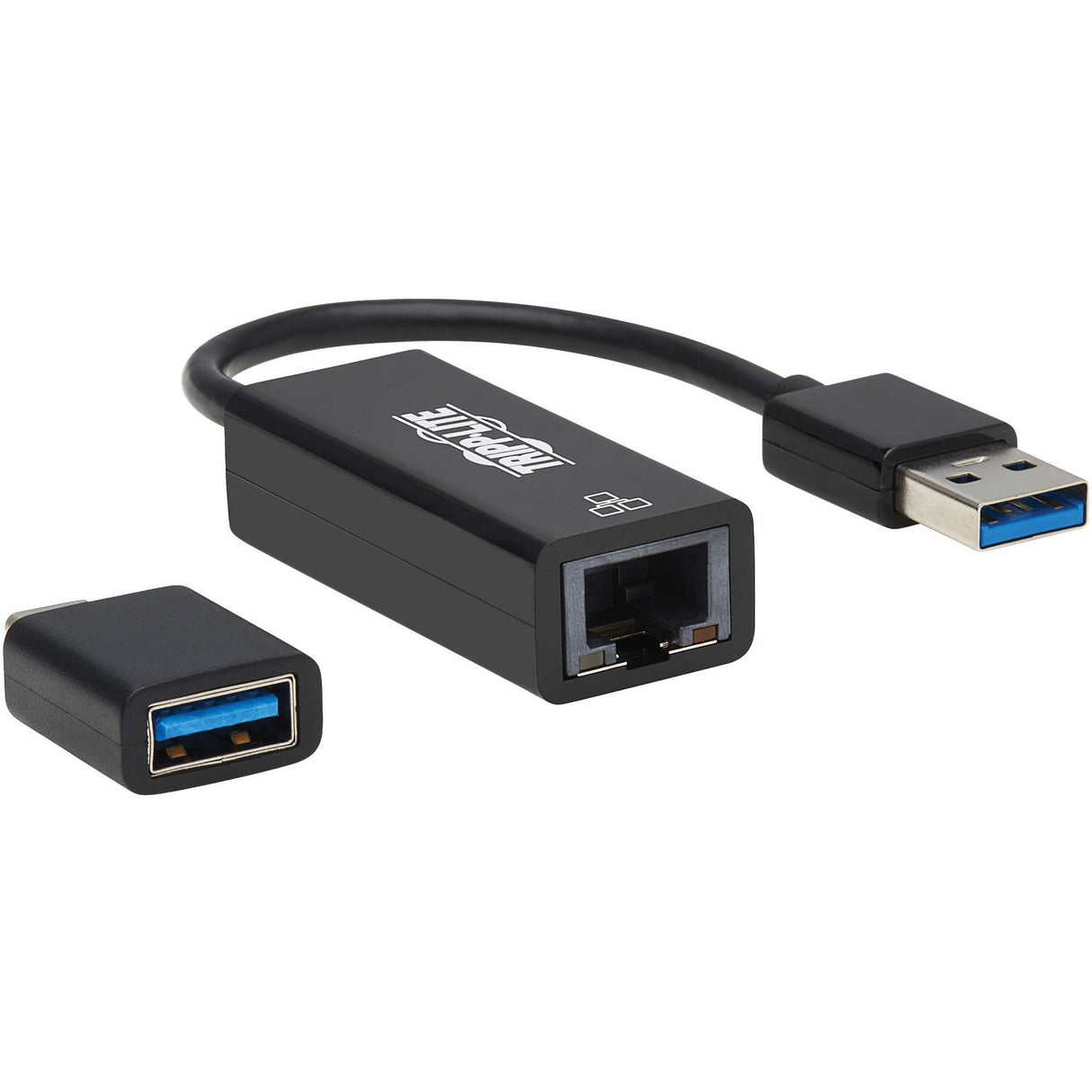 Eaton Tripp Lite Series USB-C, USB-A to RJ45 Gigabit Ethernet Network Adapter (2xM/F), USB 3.2 Gen 1, Black — U336-000-GB-CA