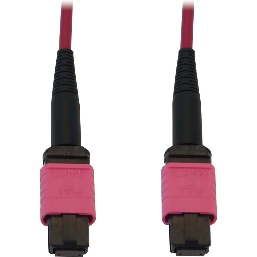 Eaton Tripp Lite Series 100G Multimode 50/125 OM4 Fiber Optic Cable (12F MTP/MPO-PC F/F), LSZH, Magenta, 15 m (49.2 ft.) — N845B-15M-12-MG