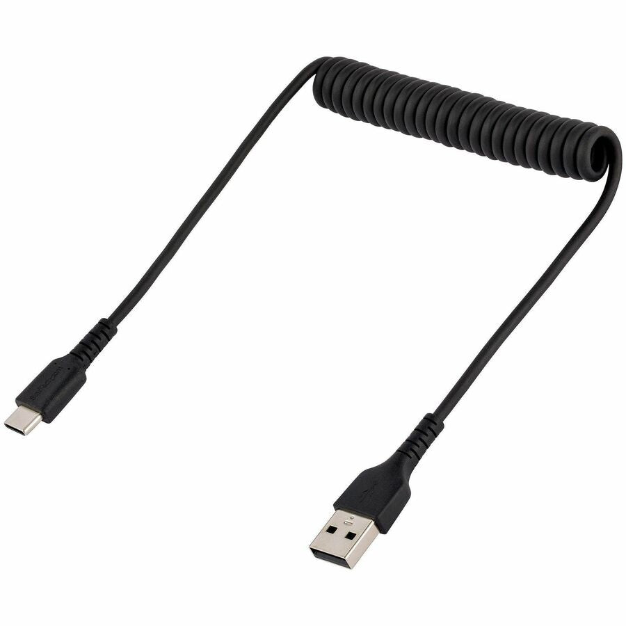 StarTech.com 20in (50cm) USB A to C Charging Cable, Coiled Heavy Duty USB 2.0 A to Type-C, Durable Fast Charge & Sync USB-C Cable, Black — R2ACC-50C-USB-CABLE