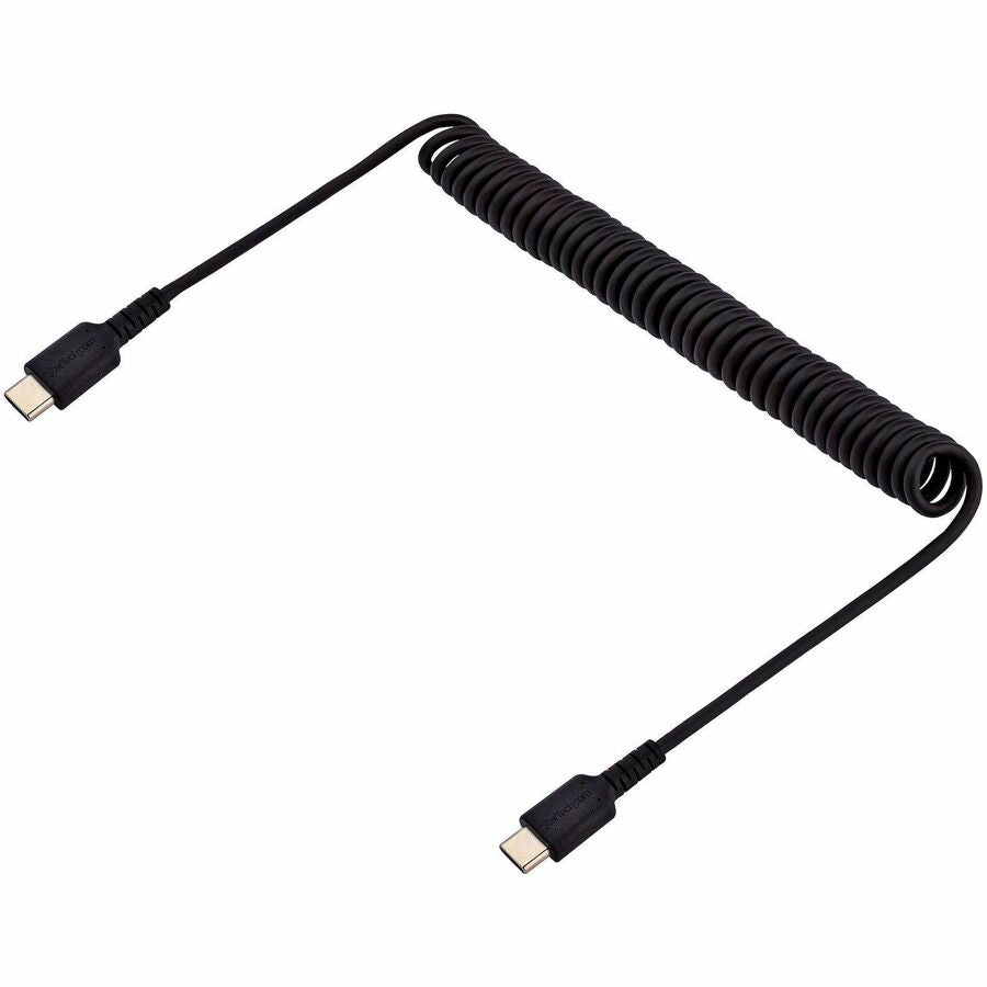 StarTech.com 3ft (1m) USB C Charging Cable, Coiled Heavy Duty Fast Charge & Sync USB-C Cable, High Quality USB 2.0 Type-C Cable, Black — R2CCC-1M-USB-CABLE