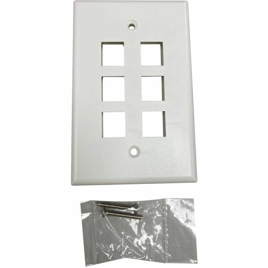 Tripp Lite by Eaton Safe-IT 6-Port Single-Gang Keystone Wall Plate, Antibacterial, Ivory Matte, TAA — N042AB-006-IVM
