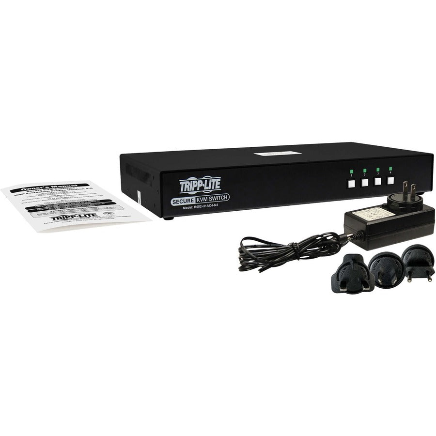 Tripp Lite by Eaton Secure KVM Switch, 4-Port, Single Head, DP to HDMI (x4), 4K, NIAP PP4.0, Audio, CAC, TAA — B002-HD1AC4-N4