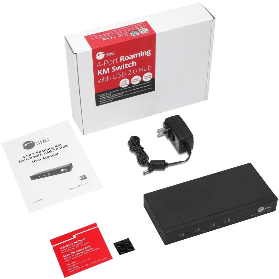 SIIG 4-Port Roaming KM Switch w/USB 2.0 Hub — JU-SW4311-S1