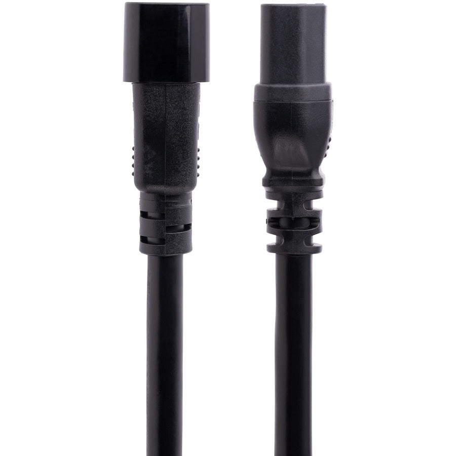 StarTech.com 10ft (3m) Heavy Duty Extension Cord, IEC C14 to IEC C15 Black Extension Cord, 15A 125V, 14AWG, Heavy Gauge Power Cable — H1415-10F-POWER-CORD