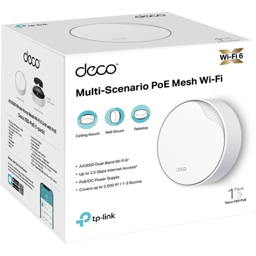 TP-Link Deco X50-PoE (1-pack) - Deco AX3000 PoE Mesh Wi-Fi, 1-Pack — DecoX50-PoE-1-pack