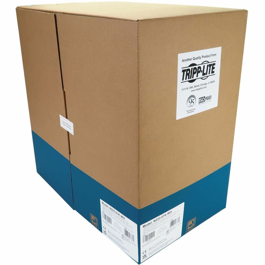 Eaton Tripp Lite Series Cat6a 10G Solid Core UTP Bulk Ethernet Cable, CMR Rated, White, 1000 ft. (305 m) — N223-01K-WH