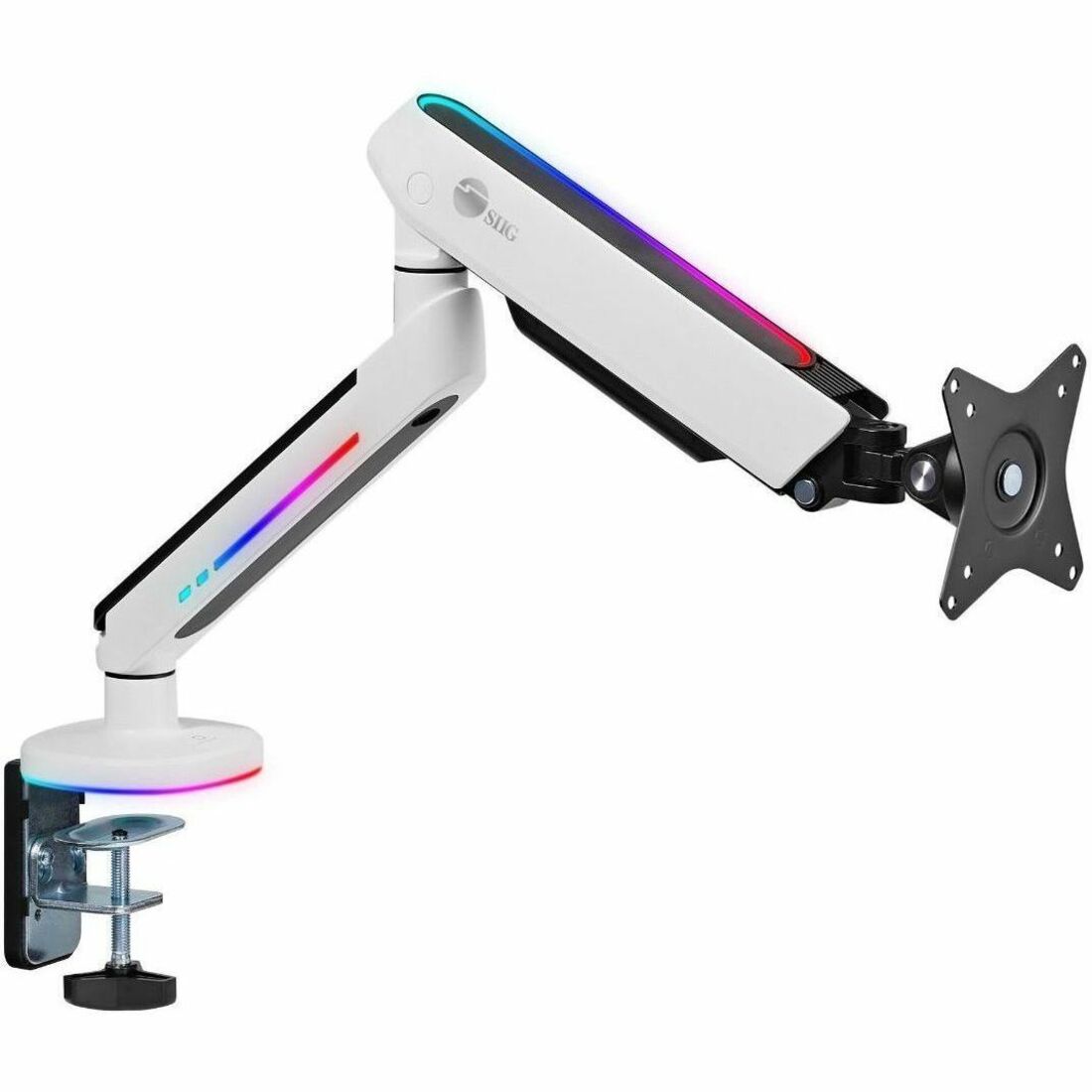 SIIG Mounting Arm for Monitor, Flat Panel Display, Curved Screen Display - White - Landscape/Portrait — CE-MT3J11-S2