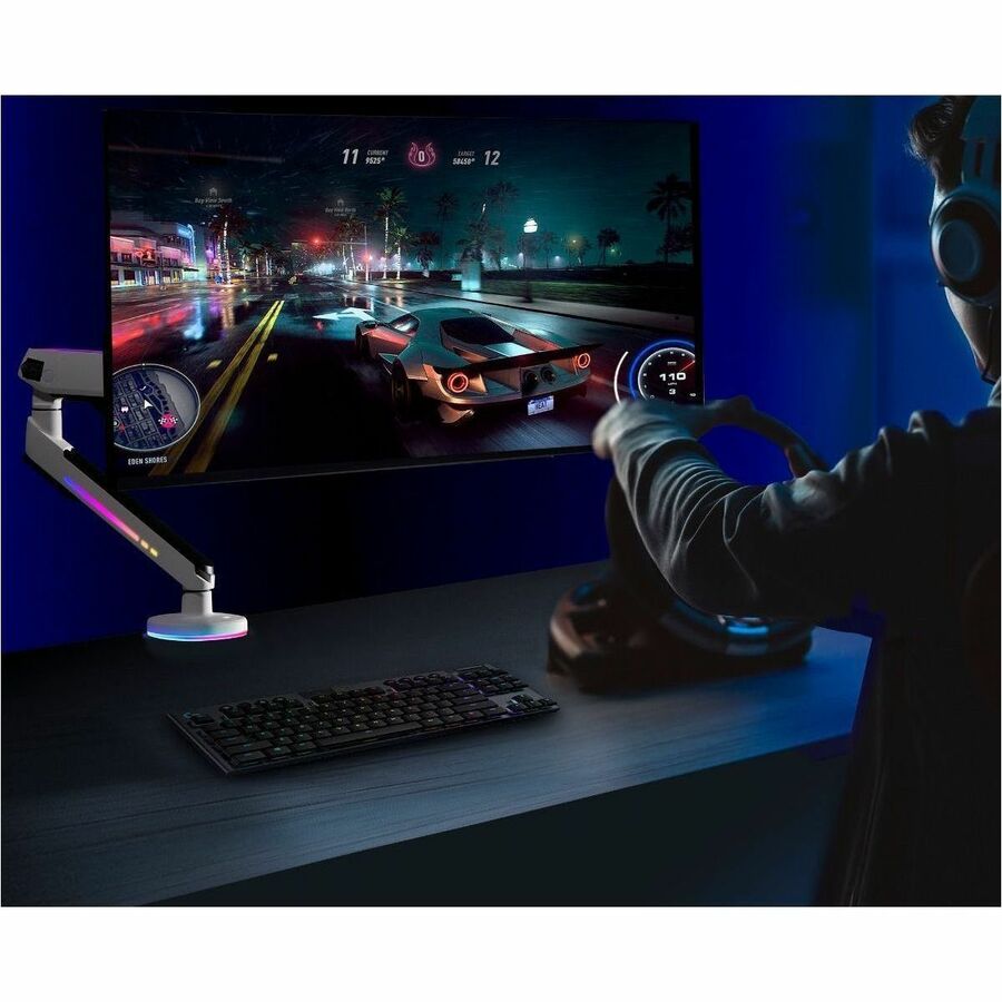 SIIG Mounting Arm for Monitor, Flat Panel Display, Curved Screen Display - White - Landscape/Portrait — CE-MT3J11-S2