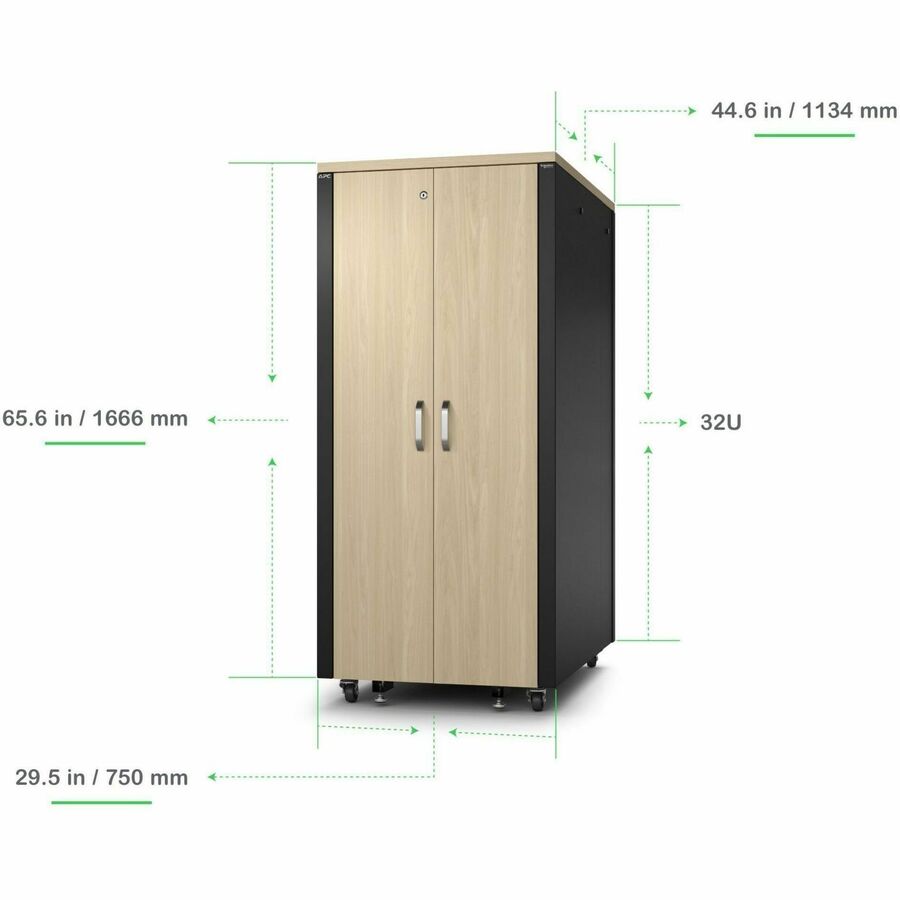 APC by Schneider Electric NetShelter Soundproof, 32U, Server Rack Enclosure, 120V, Maple — AR4032A
