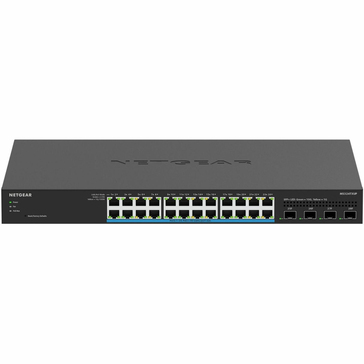 Netgear 24-Port Multi-Gigabit (2.5G) Ethernet Ultra60 PoE++ Smart Switch with 4 SFP+ Ports — MS324TXUP-100NAS