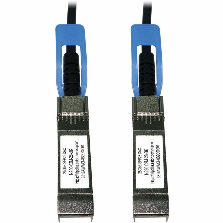Eaton Tripp Lite Series SFP28 to SFP28 25GbE Passive Twinax Copper Cable (M/M), SFP-H25G-CU2M Compatible, Black, 2 m (6.6 ft.) — N280-02M-28-BK