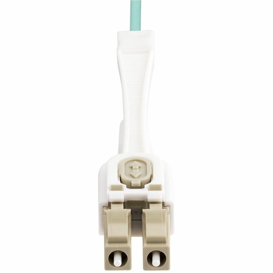 StarTech.com 10m (32.8ft) LC (UPC) OM4 Multimode Fiber Optic Cable, Push Pull Tabs, 50/125, 100G, Low Insertion Loss, Fiber Jumper Cord — 450FBLCLC10PP