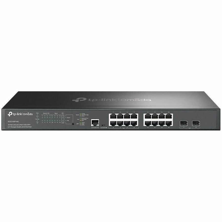 TP-Link Omada 16-Port 2.5G and 2-Port 10GE SFP+ L2+ Managed Switch with 8 Port PoE+ — SG3218XP-M2