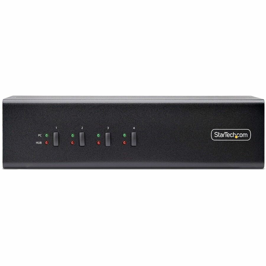 StarTech.com 4-Port Dual-Monitor DisplayPort KVM Switch, 4K 60 Hz, 2x USB 5Gbps Ports, Hotkey/Push-Button Switching, TAA Compliant — P4DD46A2-KVM-SWITCH