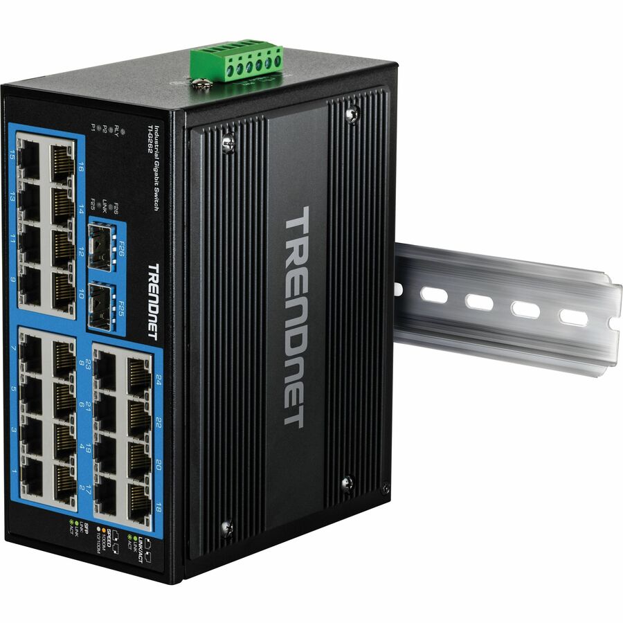 TRENDnet 26-Port Hardened Industrial Gigabit DIN-Rail Switch — TI-G262