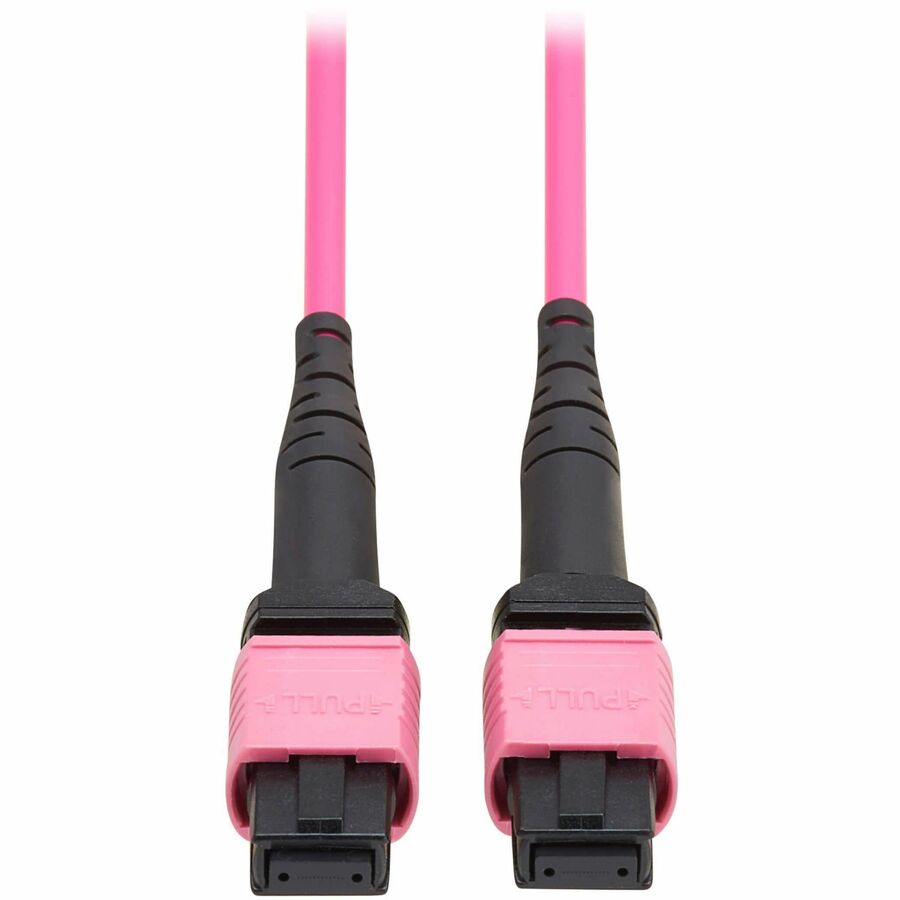 Eaton Tripp Lite Series 100G Multimode 50/125 OM4 Fiber Optic Cable (12F MTP/MPO-PC F/F), OFNP, Magenta, 5 m (16.4 ft.), TAA — N845B-05M-12MTA